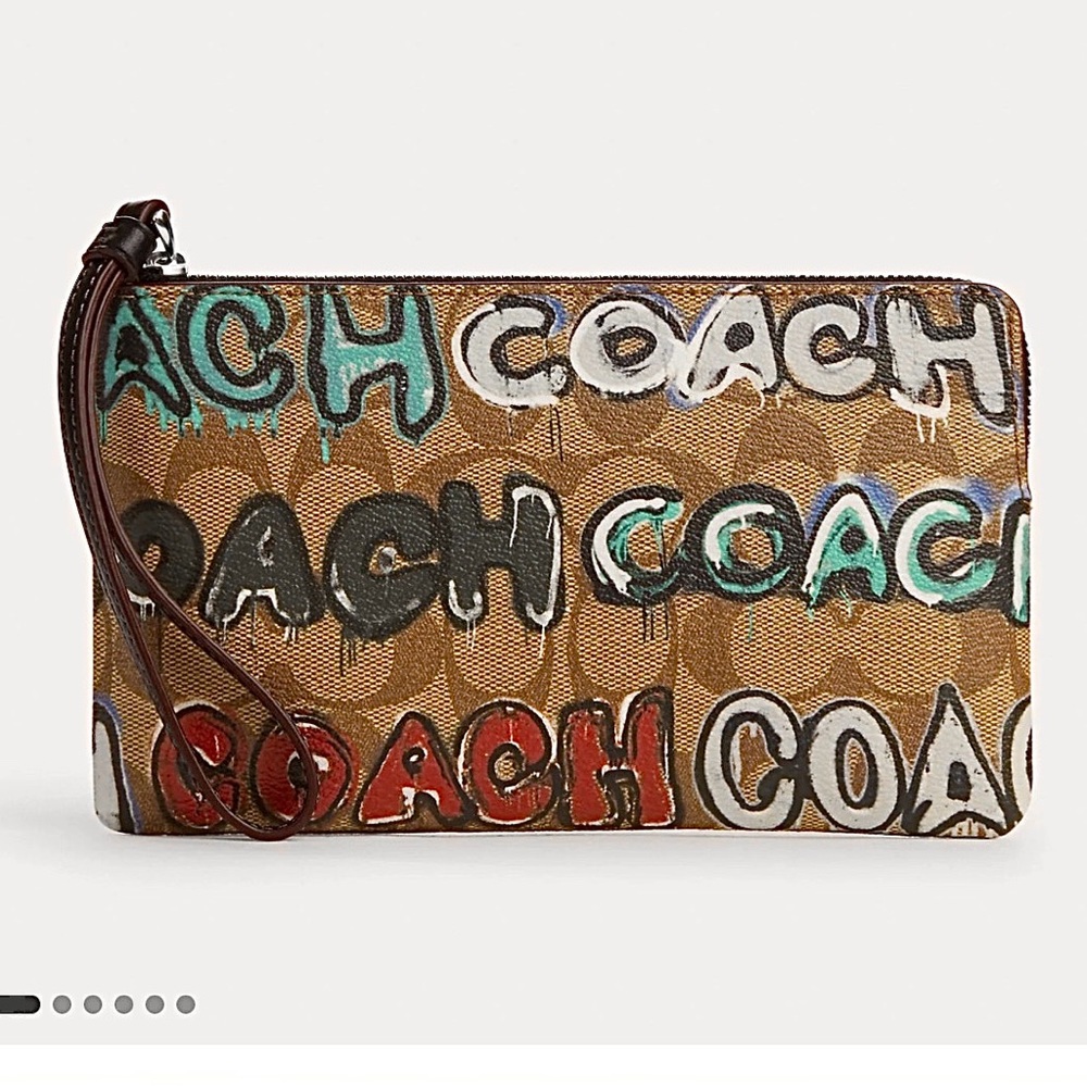 Coach Limited Edition Large Corner Zip Wristlet In Signature Canvas